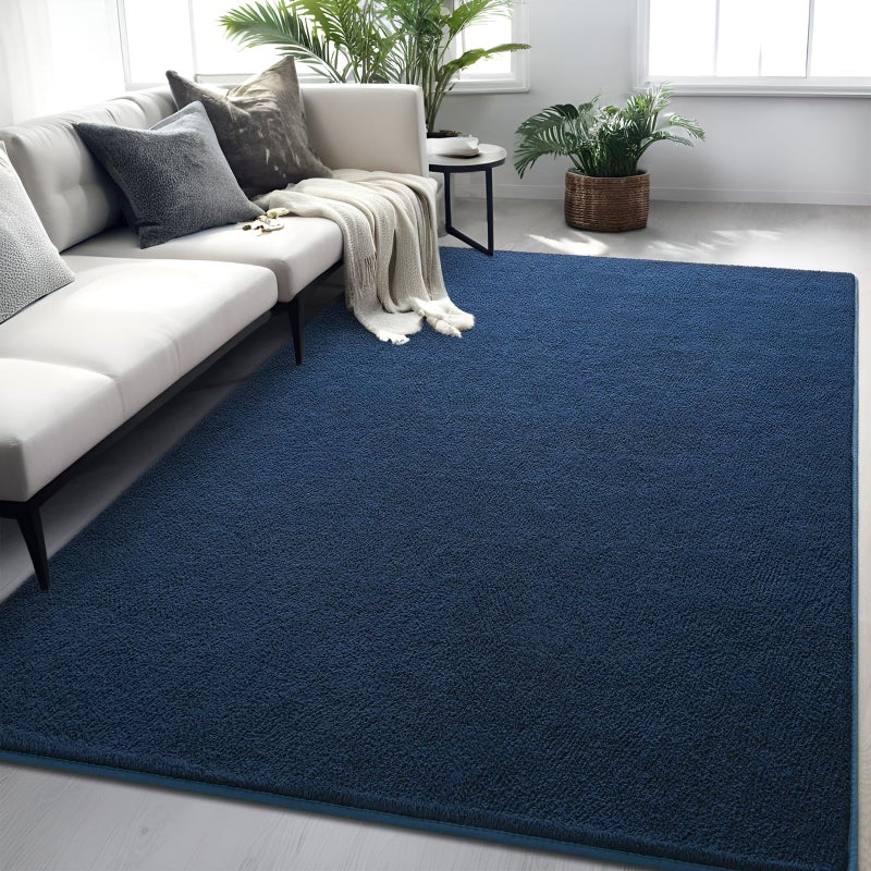 FALARK Rugs for Bedroom Living Room 5x7 ft Navy Blue Area Rug Washable Memory Foam Indoor Carpet Modern Aesthetic Minimalist NonSlip Carpets for Boys Girls Adults Home Decor