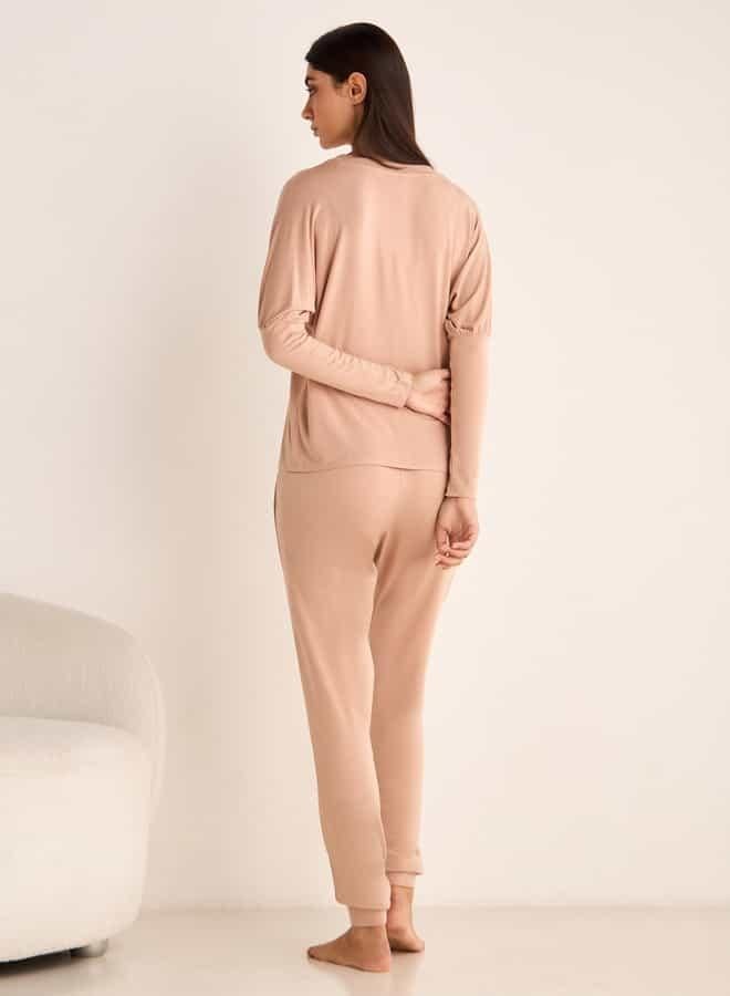 Aadaraya Drop Shoulder Long Sleeve T-shirt and Elasticated Joggers Set - Image 4