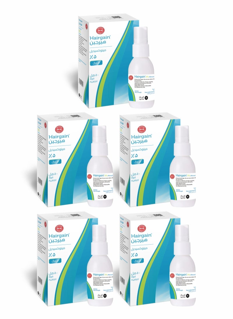 Top Pick Minoxidil 5% Hair Regrowth Treatment by Hairgain 5 Months Supply (5 Bottles x 50ml)