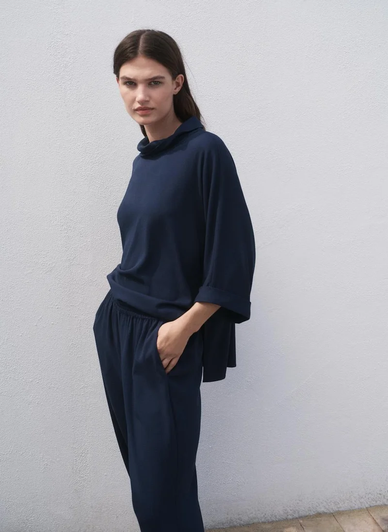 MANGO Straight-fit trousers with elastic waist
