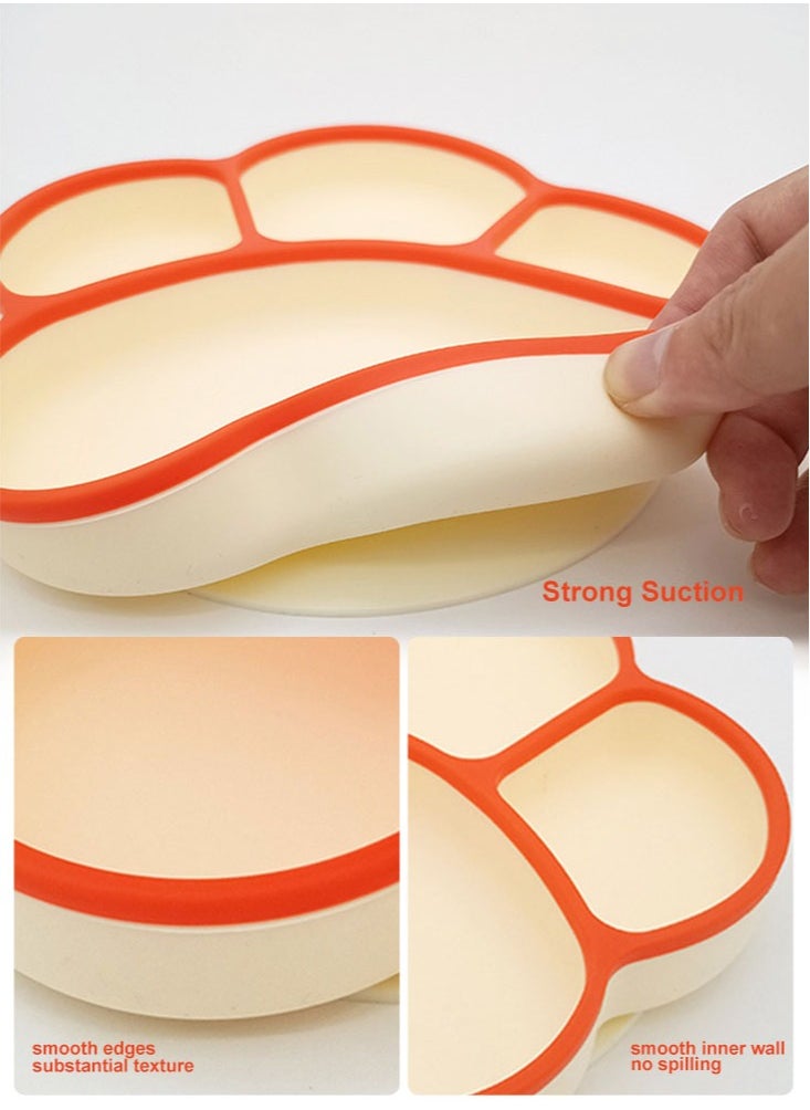 Perfii Baby Suction Plates Silicone Food Plate with Divided Sections Baby Plate for Self Feeding Toddler Feeding Plate with Straw  - Image 2