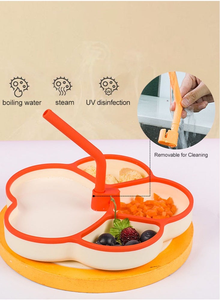 Perfii Baby Suction Plates Silicone Food Plate with Divided Sections Baby Plate for Self Feeding Toddler Feeding Plate with Straw  - Image 4