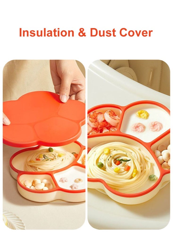 Perfii Baby Suction Plates Silicone Food Plate with Divided Sections Baby Plate for Self Feeding Toddler Feeding Plate with Straw  - Image 5