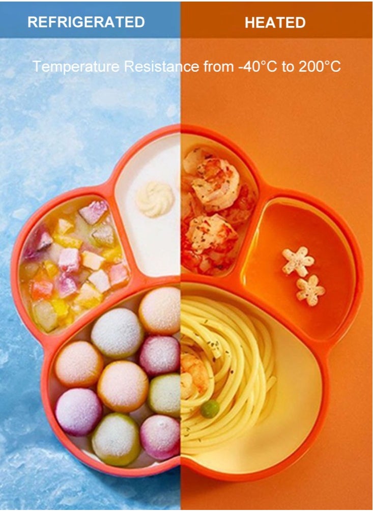 Perfii Baby Suction Plates Silicone Food Plate with Divided Sections Baby Plate for Self Feeding Toddler Feeding Plate with Straw  - Image 3