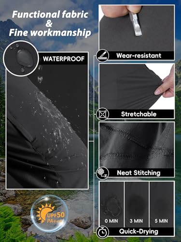 Zoofly Hiking Cargo Pants for Men Water Resistant Work Tactical Pants Nylon Flex Quick Dry Zip Pockets Breathable Pants (Black, 32W*32L) - Image 5