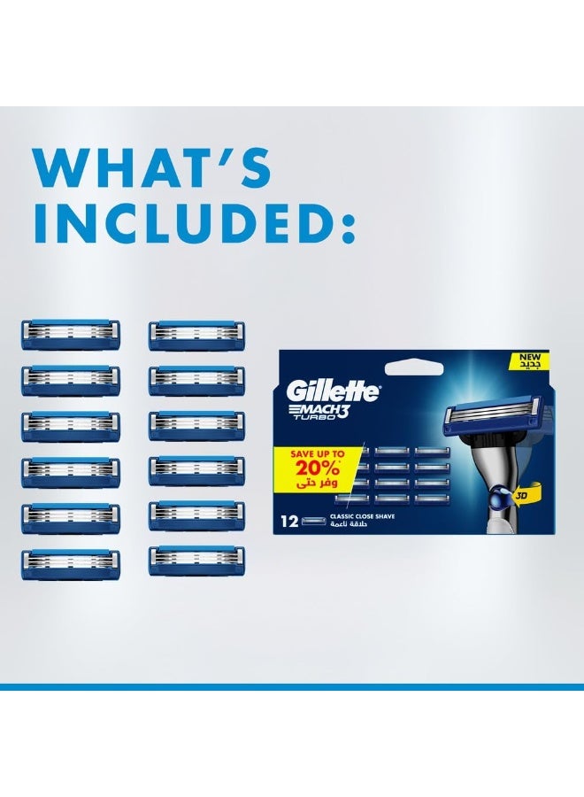 ماكينة حلاقة جيليت ماك 3 تيربو للرجال قابلة لإعادة التعبئة: 12 شفرة قابلة لإعادة التعبئة - Image 5