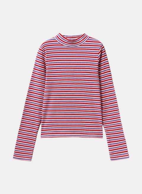 تيشرت بنات مخطط برقبة طويلة