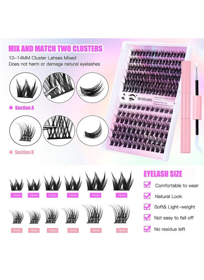 HY - DIY Eyelash Extension Kit 240pcs Individual Lashes Cluster, 9-16mm Mix 30D 40DKIT with Lash Bond and Seal and Remover Lash Applicator for Beginners - Image 1