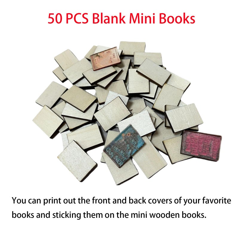 SPANSEE 50 PCS Blank Mini Books, Tiny Wooden Book for Miniature Bookshelf, Miniature Books for Crafts, Miniature Dollhouse Accessories, Creating Your Own Mini Bookish Projects - Image 2