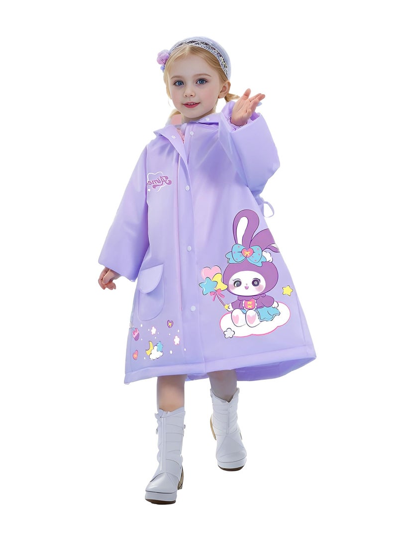 Excefore Kids Waterproof Rain Coat, EVA Portable Rain Poncho, Kids Raincoat for Boys Girls Rain Poncho with Hood, Waterproof Reusable EVA Rainwear Toddler Cartoon 4-6 Years, L Size - Image 1
