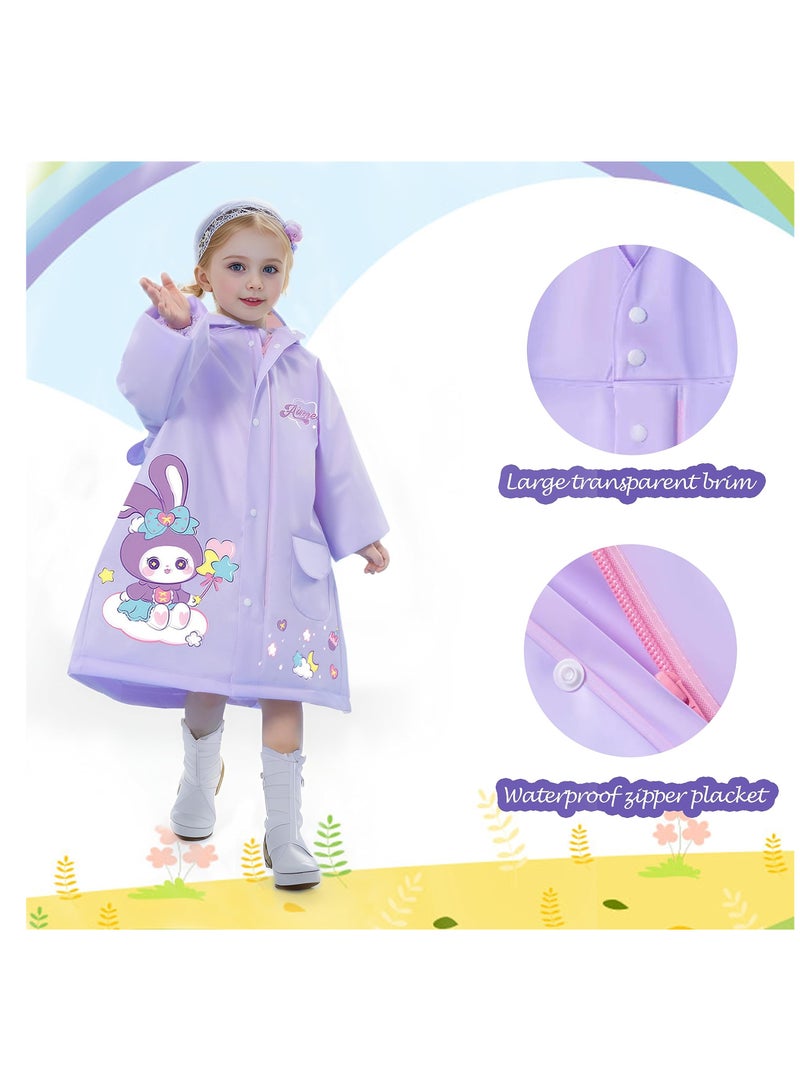 Excefore Kids Waterproof Rain Coat, EVA Portable Rain Poncho, Kids Raincoat for Boys Girls Rain Poncho with Hood, Waterproof Reusable EVA Rainwear Toddler Cartoon 4-6 Years, L Size - Image 5