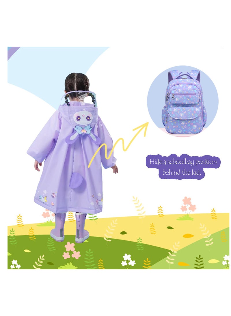 Excefore Kids Waterproof Rain Coat, EVA Portable Rain Poncho, Kids Raincoat for Boys Girls Rain Poncho with Hood, Waterproof Reusable EVA Rainwear Toddler Cartoon 4-6 Years, L Size - Image 3