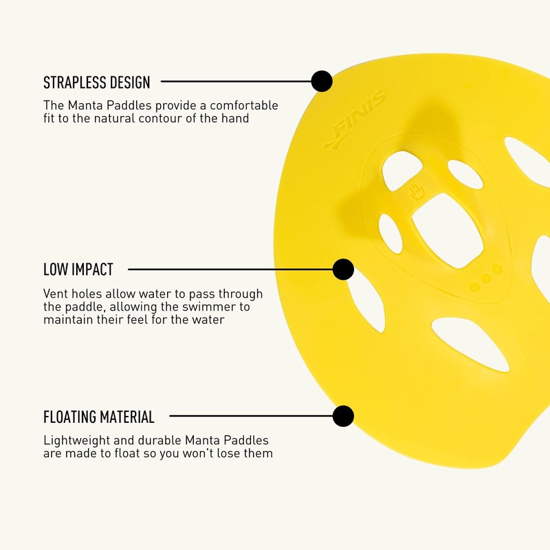 FINIS Manta Swim Training Paddles - Strapless Design for Stroke Technique - Floating Hand Paddles - Build Strength - Medium - Image 5