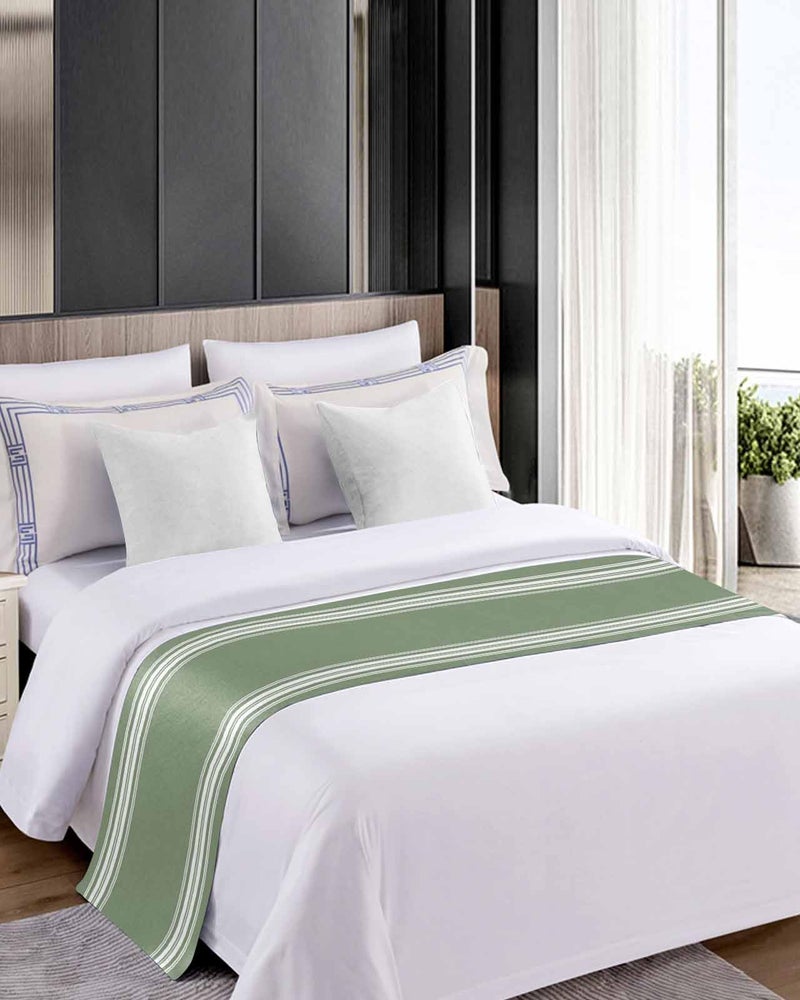 Sage Dark Green Bed Runner 83x20 Inches for Queen Bed Farmhouse Striped Decorative Throw - Image 5