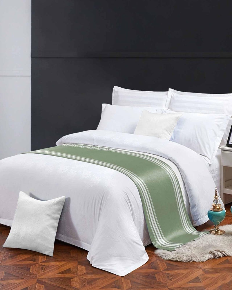 Sage Dark Green Bed Runner 83x20 Inches for Queen Bed Farmhouse Striped Decorative Throw - Image 4