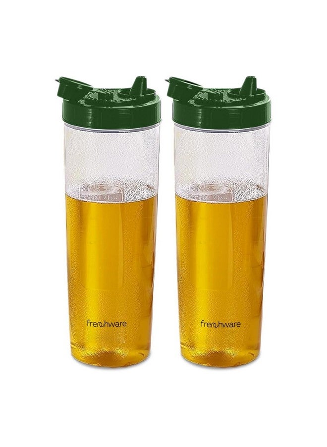 Frenchware Oil Dispenser (Pack of 2, 1 Litre Each) 100% Food-Grade, BPA-Free Plastic, Ideal for Storing & Pouring Liquids, Cooking Oils, Refined Oils, Olive Oil, Vinegar, Soy Sauce (Green) - Image 1
