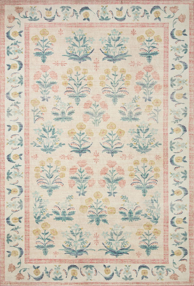 Loloi Rifle Paper Co. Eden Collection EDE-01 Mughal Rose Blush 3'-6" x 5'-6" Accent Rug feat. CloudPileâ„¢