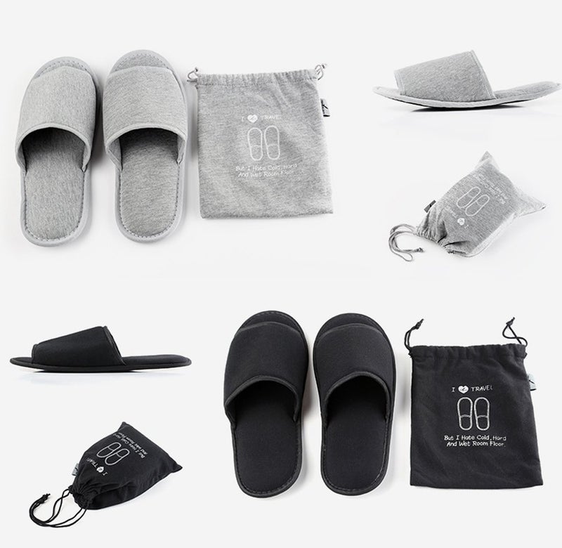Comfysail Foldable Portable Slippers Washable Open Toe Towelling Slippers with Storage Bag for Spa Travel Hotel/Home Guest 34-43 - Image 2