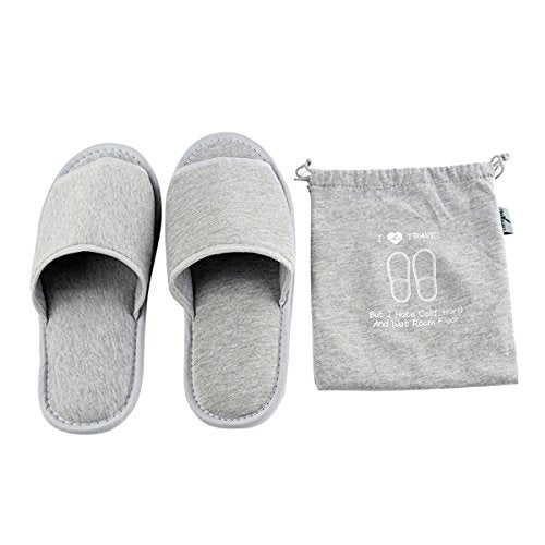 Comfysail Foldable Portable Slippers Washable Open Toe Towelling Slippers with Storage Bag for Spa Travel Hotel/Home Guest 34-43 - Image 1