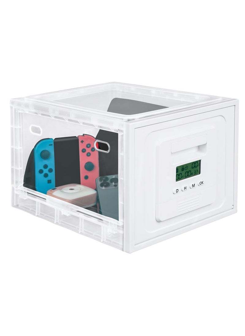 Excefore Lockable Box, 2 Mode Timing/Password Medicine Storage Box with Lock, Lockable Storage Bin Organiser Box for Fridge Food/Snacks/Phone/Tablet Jail/Home Safety, Batteries not included  - Image 1