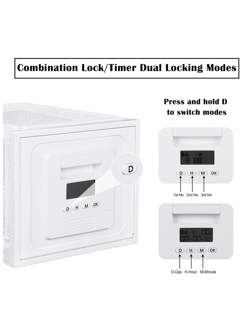 Excefore Lockable Box, 2 Mode Timing/Password Medicine Storage Box with Lock, Lockable Storage Bin Organiser Box for Fridge Food/Snacks/Phone/Tablet Jail/Home Safety, Batteries not included  - Image 5