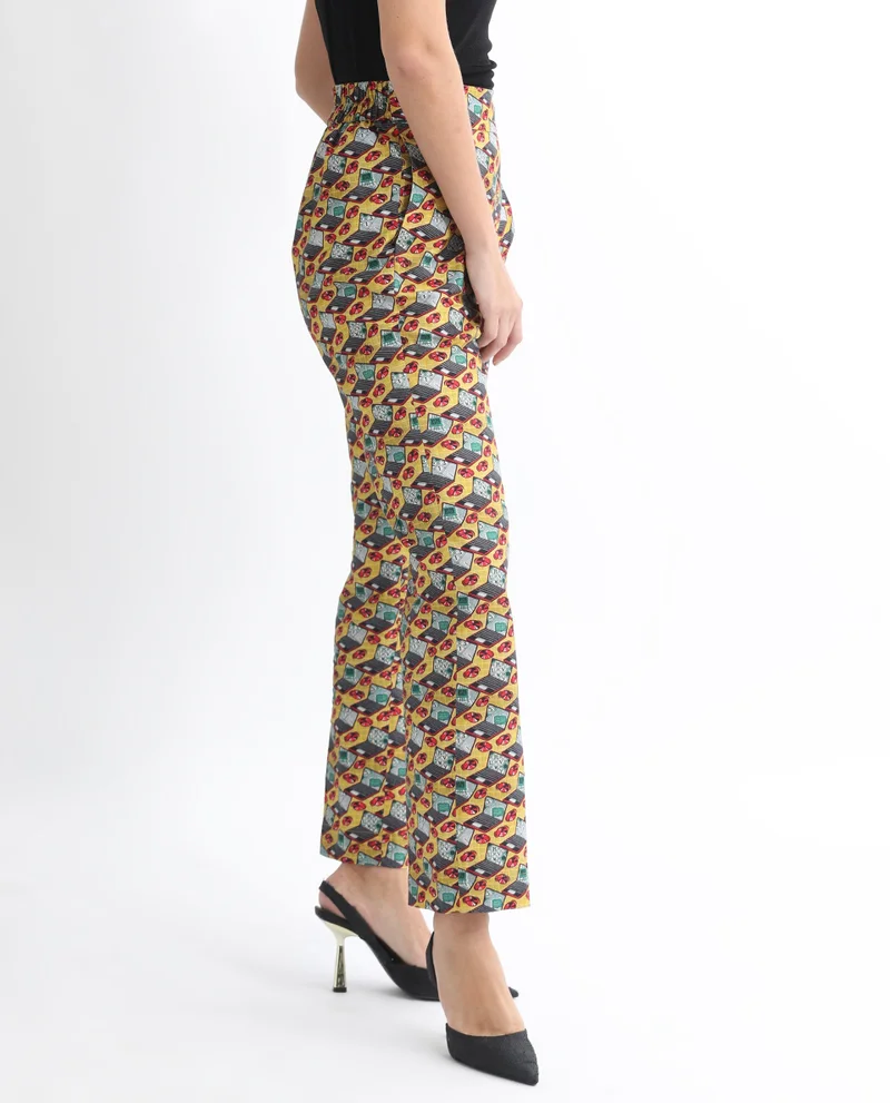 Rareism Women's Abstract Print Ankle-Length Trousers