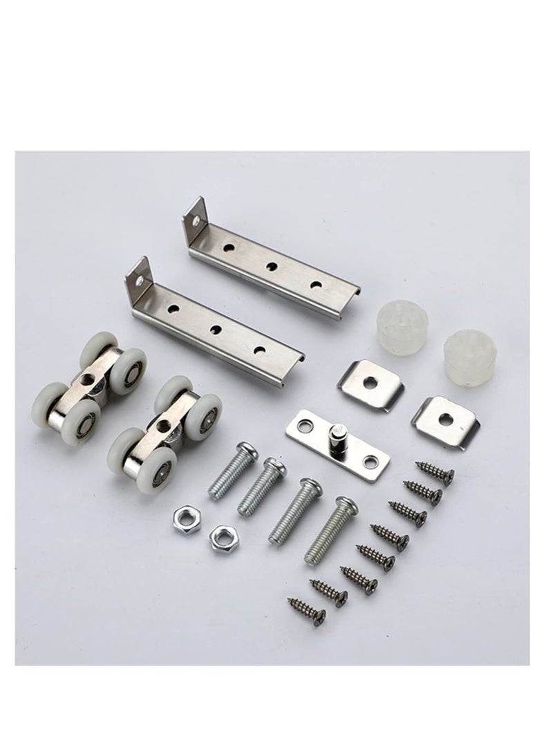 Excefore Metal Sliding Track Closet, 2 Pcs Pocket Door Roller Wheel Set, Cabinet Sliding Door Pulley 4-Wheel  - Image 2