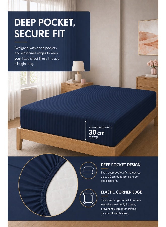 Hotel Linen Klub مجموعة بطانية فندقية كلوب قابلة للعكس - قماش ميكروفايبر مخطط ناعم للغاية، حشوة ألياف ناعمة 200 غرام لكل متر مربع، الحجم: مفرد 160 × 200 سم، اللون: أزرق داكن ورمادي داكن - Image 4