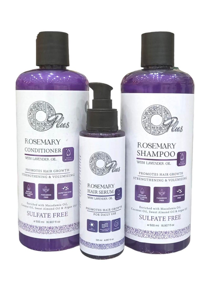 Oplus Rosemary Set With Lavender Oil Shampoo 500 Ml Conditioner 500 Ml With Serum 120 Ml Promotes Hair Growth Strengthens It And Increases Its Volume Sodium Chloride Free Paraben Free - Image 1