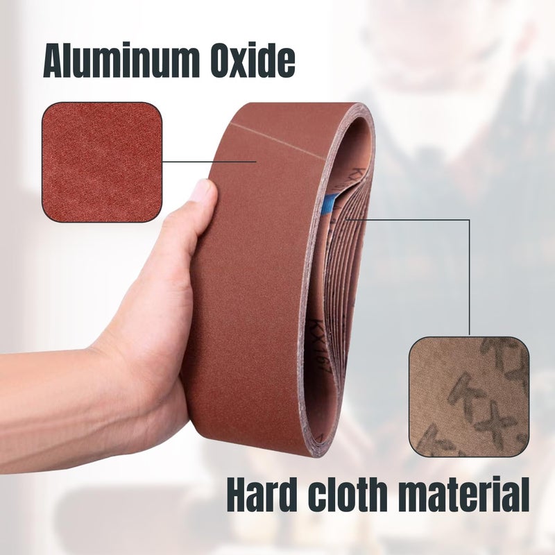 POWERTEC 3 x 18 Inch Sanding Belts, 2 Each of 40/60/80/100/120 Grits, 10PK, Aluminum Oxide Belt Sander Sanding Belt Assortment for Portable Belt Sander, Wood & Paint Sanding, Metal Polishing (110801) - Image 3