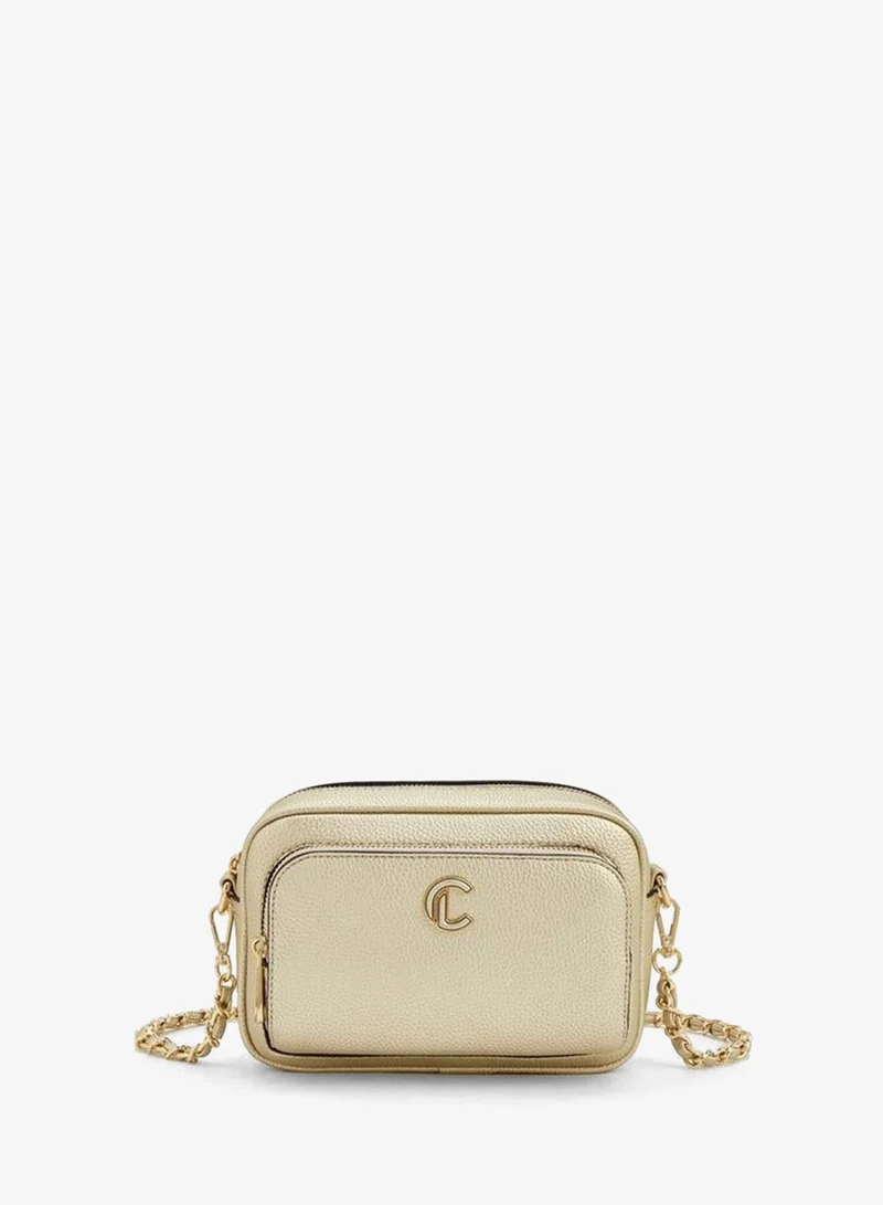 Textured Crossbody Bag With Chain Strap