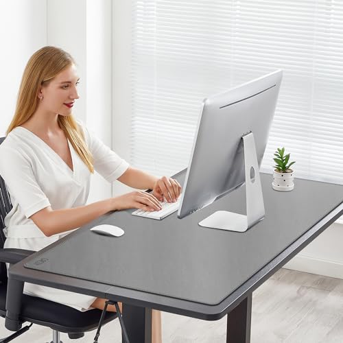 Cacoy 40 x 24 PU Leather Moues Pad for Desk XXL Large Computer Desk Pad Blotters for Keyboard and Mouse Waterproof Desk Mat Protector for Office and Home Grey - Image 3