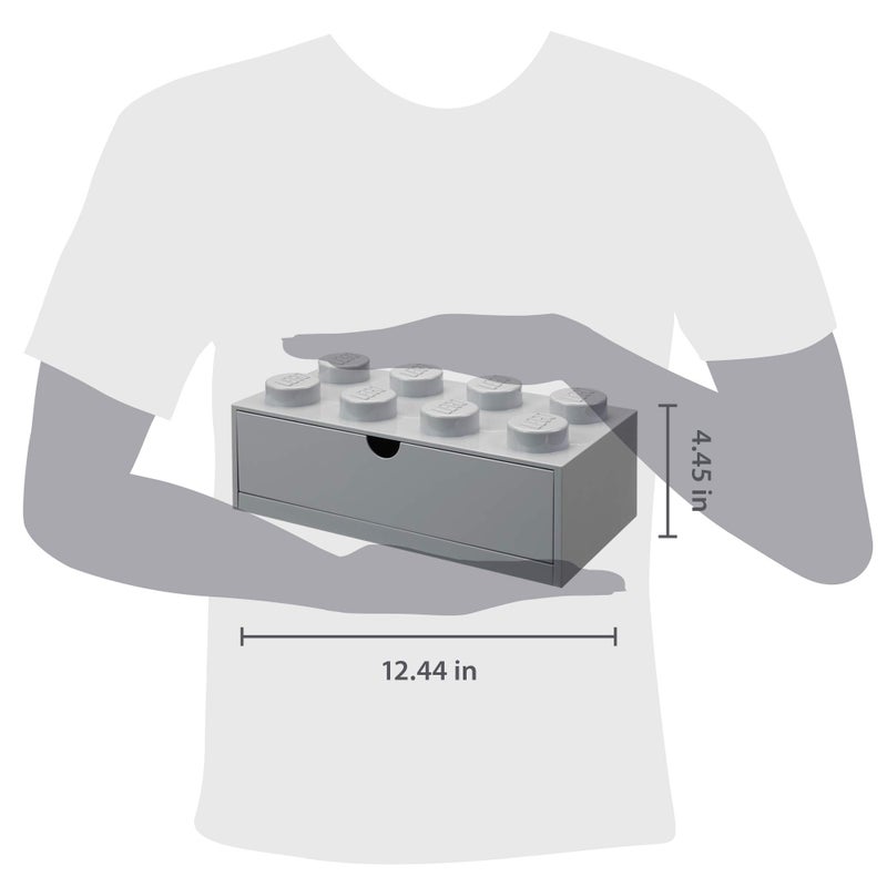Room Copenhagen صندوق تخزين LEGO من ROOM Copenhagen 8 درج مكتبي، صندوق تخزين قابل للتكديس 8-دراسة، 12.4 × 6.2 × 4.4 بوصة، رمادي حجري - Image 3