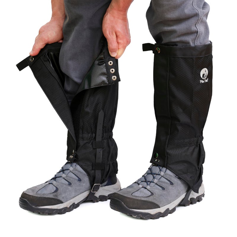 Pike Trail Adjustable Leg Gaiters - Lightweight, Waterproof - Leg Guards for Men & Women - Hiking Essentials Ideal for Hunting, Trekking & Fishing - Black - 1 Pair - Image 1