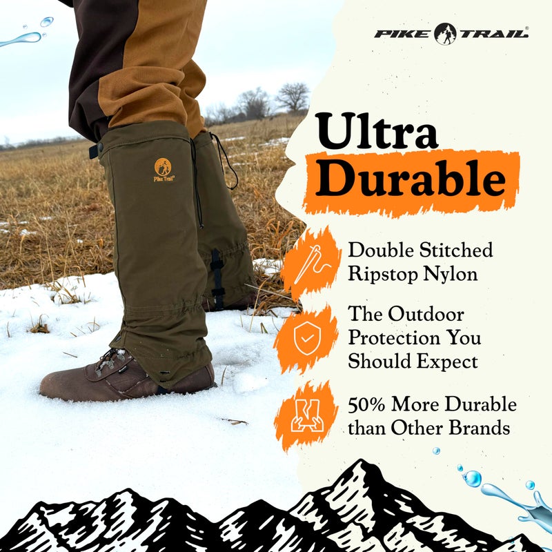 Pike Trail Adjustable Leg Gaiters - Lightweight, Waterproof - Leg Guards for Men & Women - Hiking Essentials Ideal for Hunting, Trekking & Fishing - Black - 1 Pair - Image 4