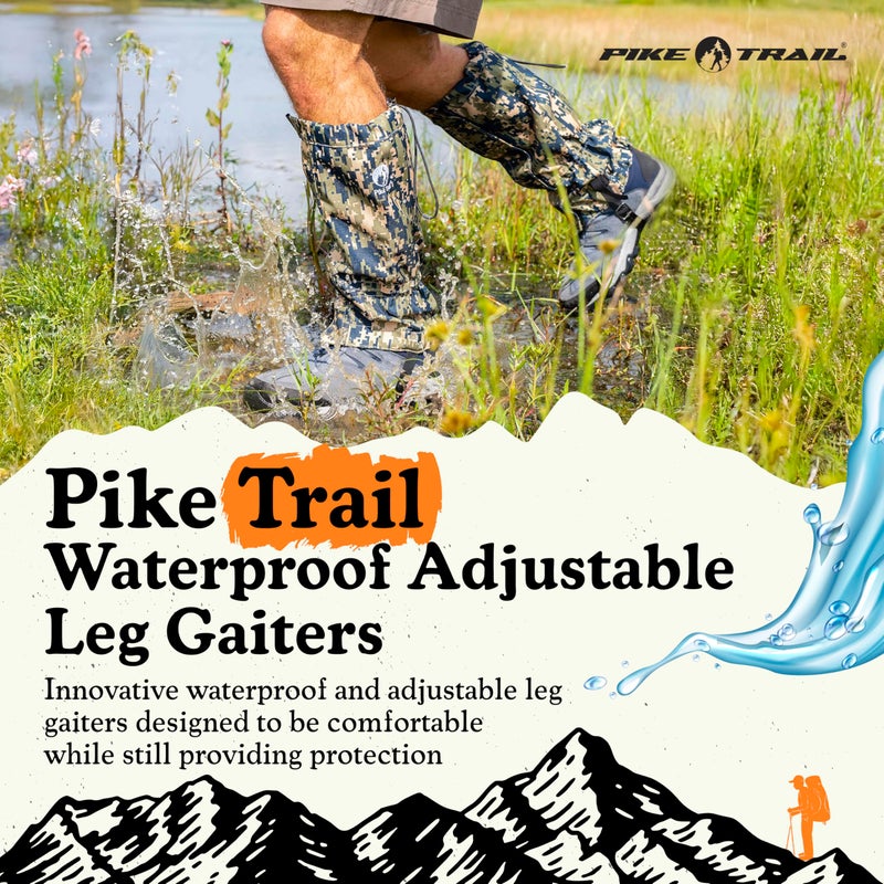 Pike Trail Adjustable Leg Gaiters - Lightweight, Waterproof - Leg Guards for Men & Women - Hiking Essentials Ideal for Hunting, Trekking & Fishing - Black - 1 Pair - Image 3