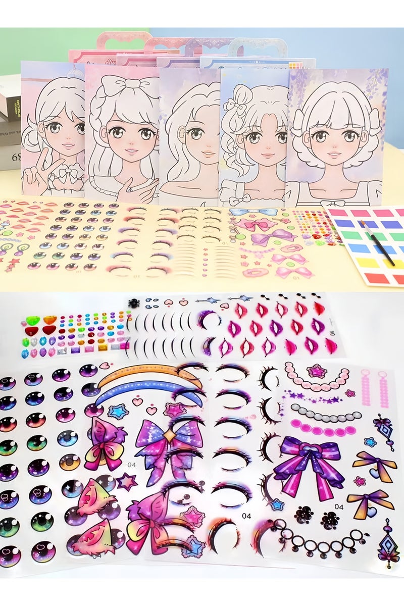 Mr. Penda 1 Pack DIY Princess Makeup and Sticker Craft Kit, Reusable Handmade Set with Pink Paper Bag, Art Supplies, and Sparkling Decals, Ideal Birthday Party Gift for Girls Ages 4 5 6 7 8 9+ Year Old - Image 3