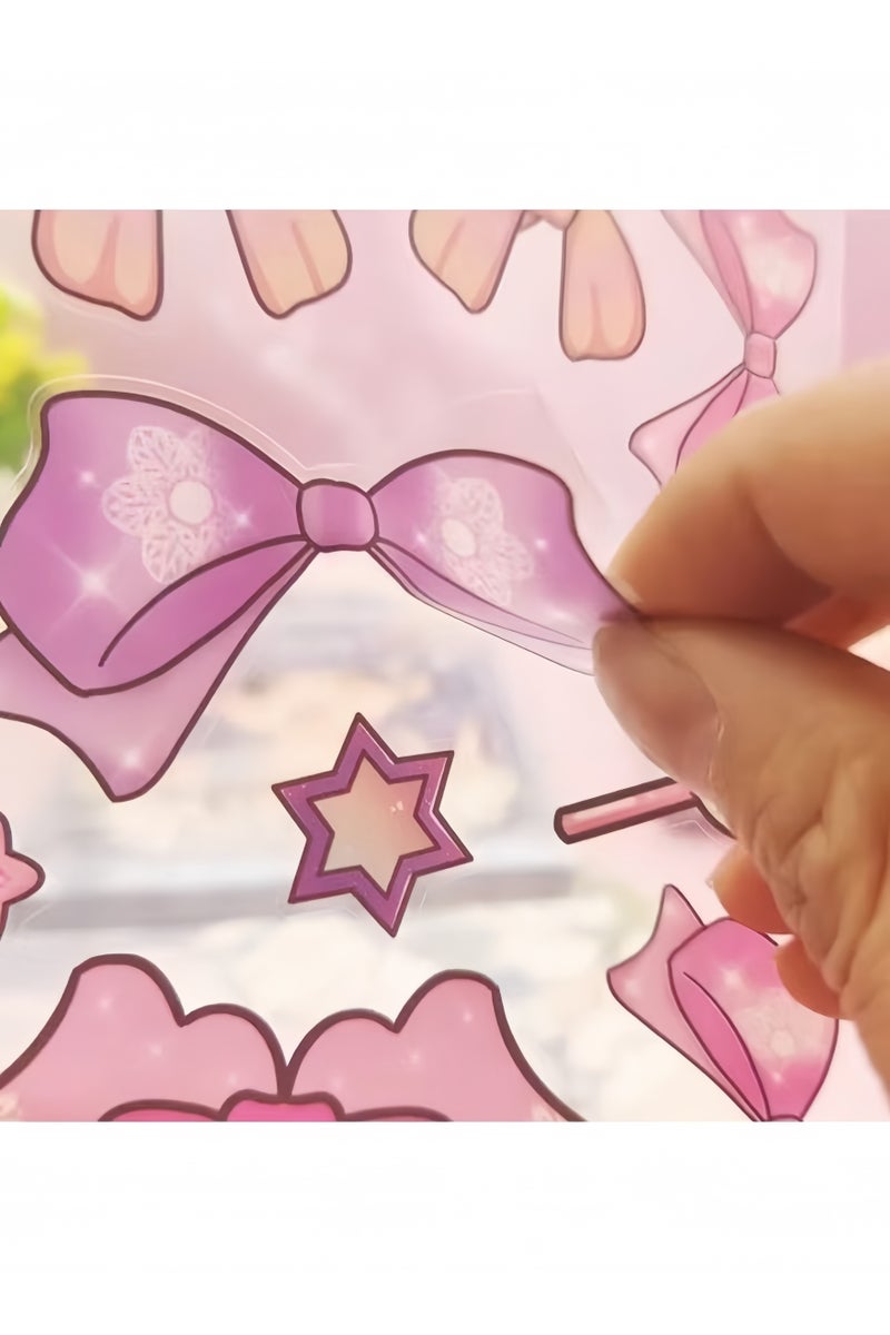 Mr. Penda 1 Pack DIY Princess Makeup and Sticker Craft Kit, Reusable Handmade Set with Pink Paper Bag, Art Supplies, and Sparkling Decals, Ideal Birthday Party Gift for Girls Ages 4 5 6 7 8 9+ Year Old - Image 4