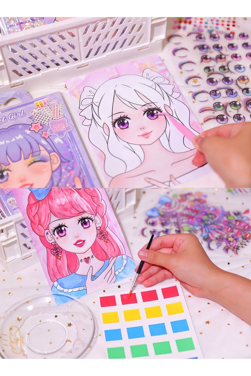 Mr. Penda 1 Pack DIY Princess Makeup and Sticker Craft Kit, Reusable Handmade Set with Pink Paper Bag, Art Supplies, and Sparkling Decals, Ideal Birthday Party Gift for Girls Ages 4 5 6 7 8 9+ Year Old - Image 5