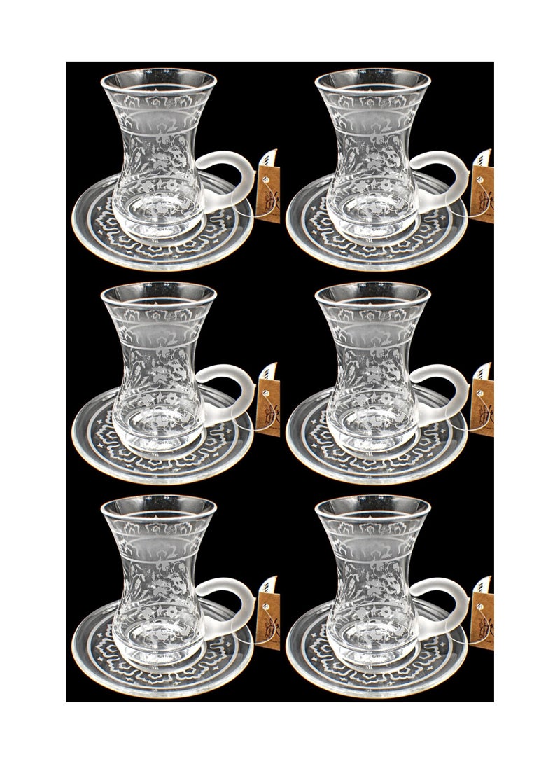 KuduArts Tea cups with saucer glass set 6 pieces - Image 1