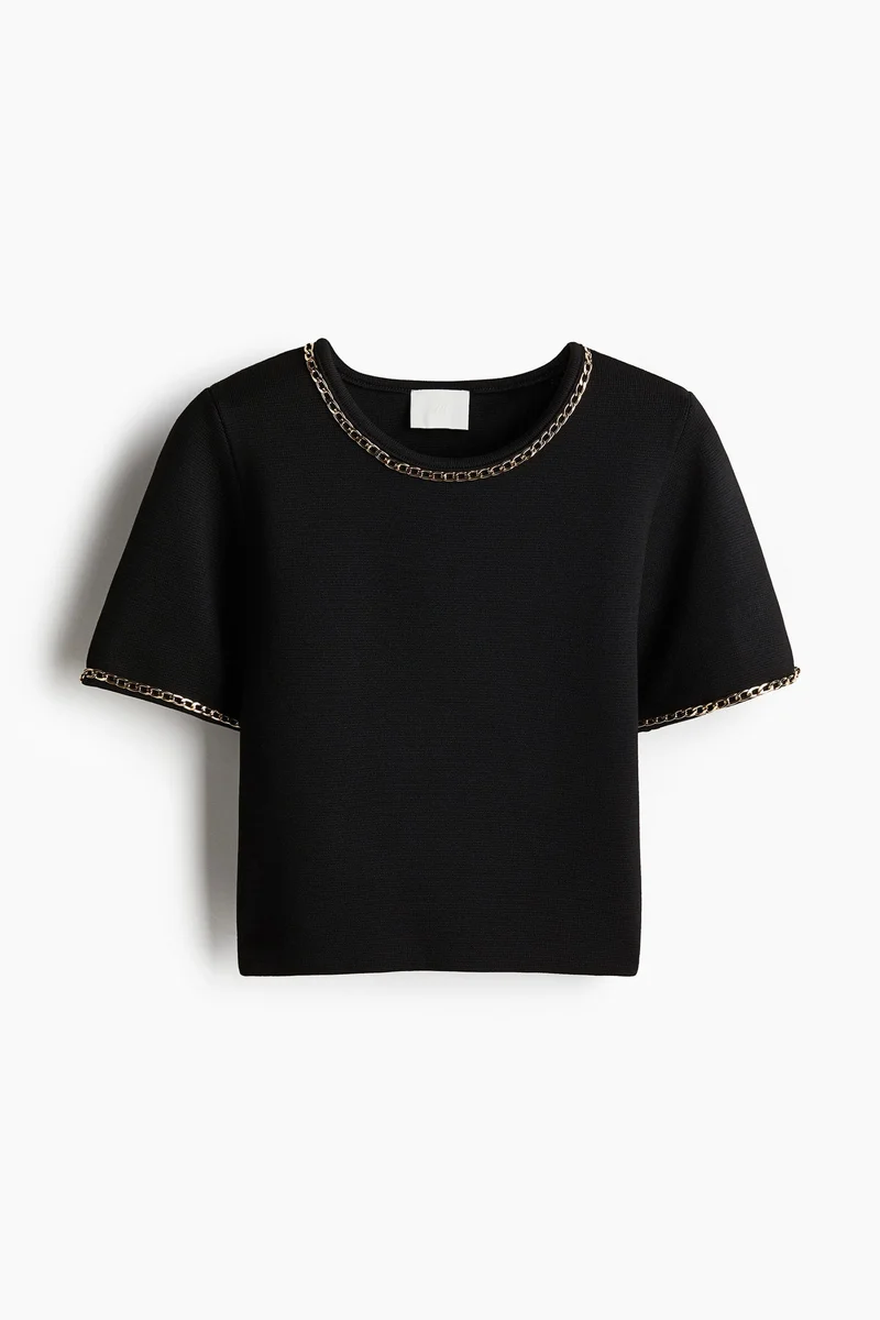 H&M Chain-Detail Knitted Top