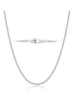 Real 925 Sterling Silver Chain for Women and Men, 2.0mm Square Chain, Durable Shiny Silver Chain, Chain Chain for Women 20 Inch, Sterling Silver, Other