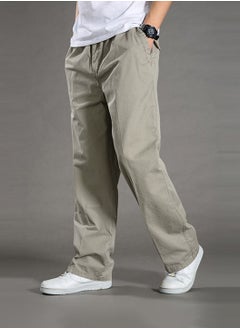 Moovant Men's Casual Pants, Thin Slacks Elastic Waist Relaxed Plus Cargo Pants, Plus Size Cotton Loose Straight Long Pants, Light Grey  - Image 2