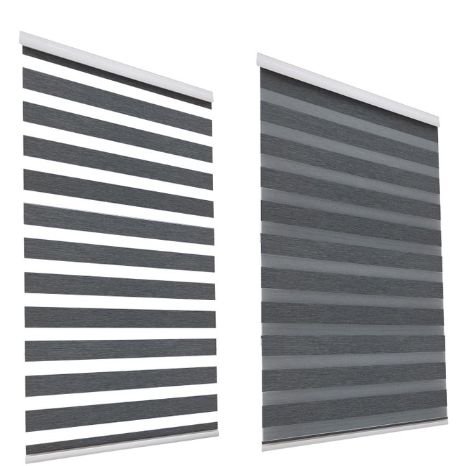 DAY AND NIGHT ZEBRA ROLLER BLINDS DURABLE FABRIC SHADES EASY FIT ZEBRA WINDOW BLINDS WIDTH 115CM X LENGTH 150CMGREY