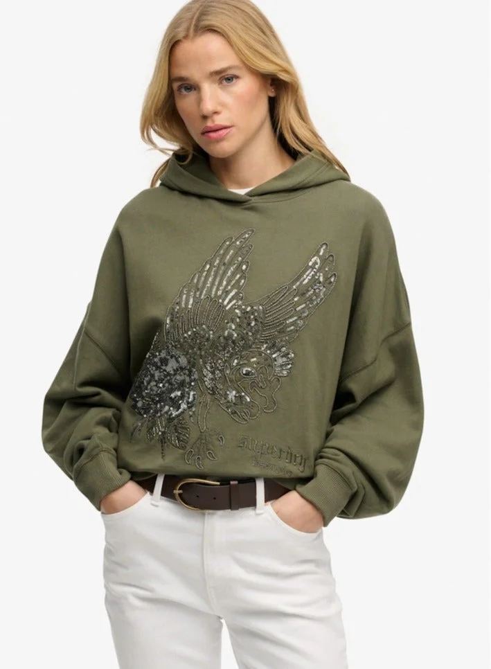 سوبر دراي Tattoo Embellish Oversize Hood
