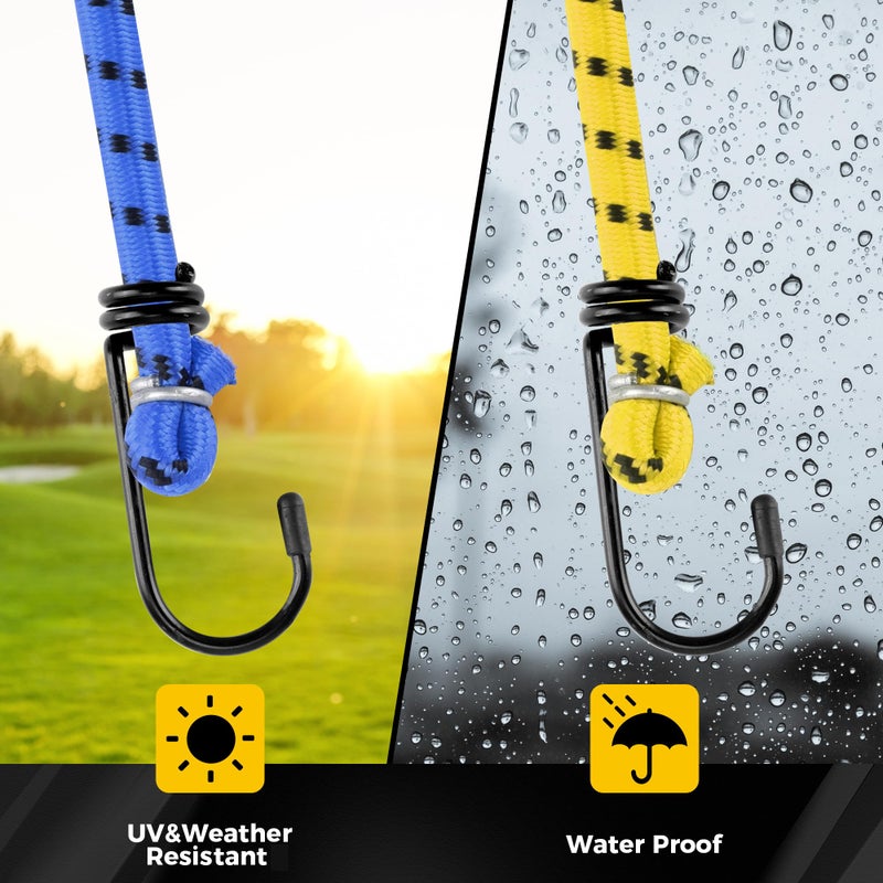 Veppak-Bungee Cords with Hooks, 12 Pack Elastic Bungee Straps Includes 40",32", 24", 16",Heavy Duty Outdoor Bungie Straps to Packing for Camping, Tent, Storing Packages, Fastening Items - Image 5