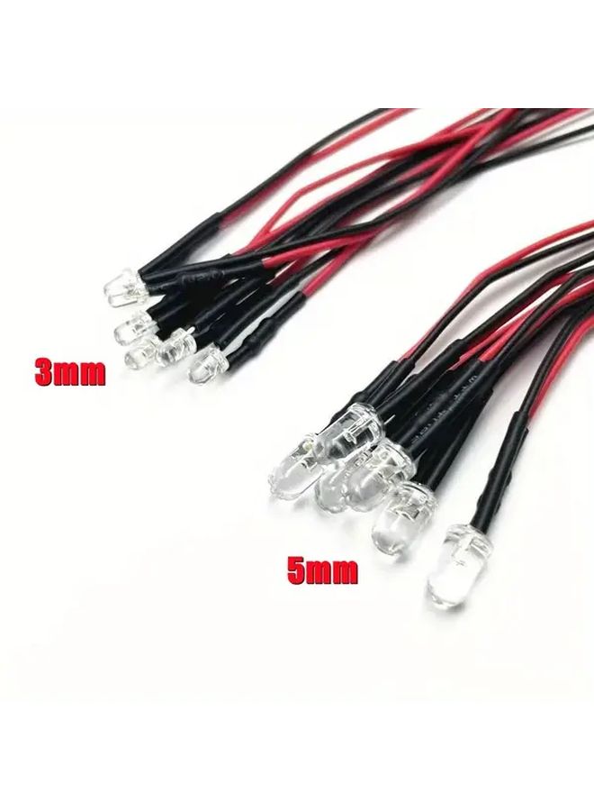 10 قطع من لمبة LED صفراء 5 مم بسلك 20 سم، جهد 5V 12V، مصباح تجريبي متعدد الألوان لسيارة التحكم عن بعد - Image 4