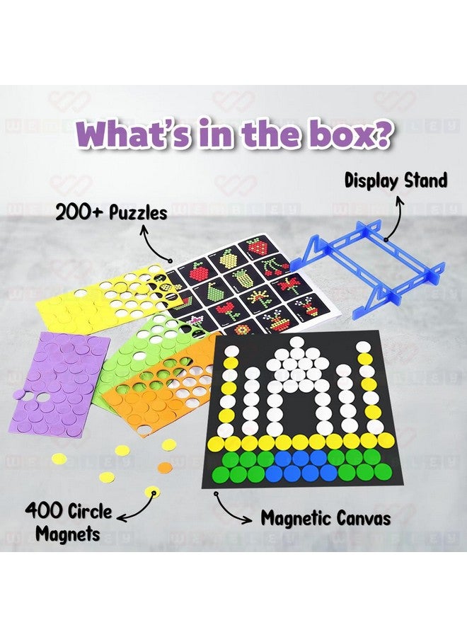 Wembley Magnetic Puzzles Imagination Shapes Game for Kids DIY Creative Educational Activity Toy Set 400 Magnetic with Board, Stand, 200 Puzzle Patterns - Birthday Gift for Boys Girls - Image 2