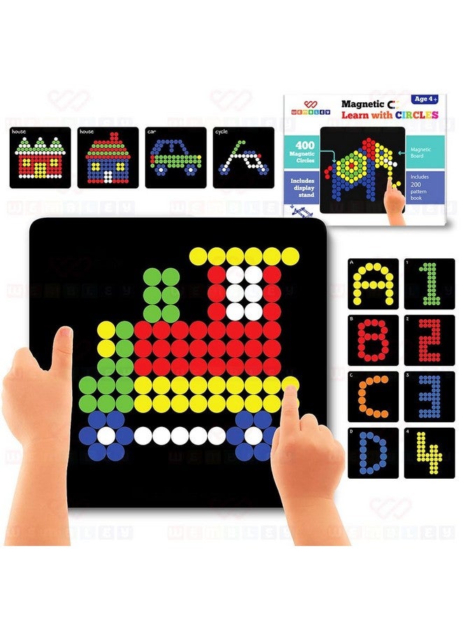 Wembley Magnetic Puzzles Imagination Shapes Game for Kids DIY Creative Educational Activity Toy Set 400 Magnetic with Board, Stand, 200 Puzzle Patterns - Birthday Gift for Boys Girls - Image 1