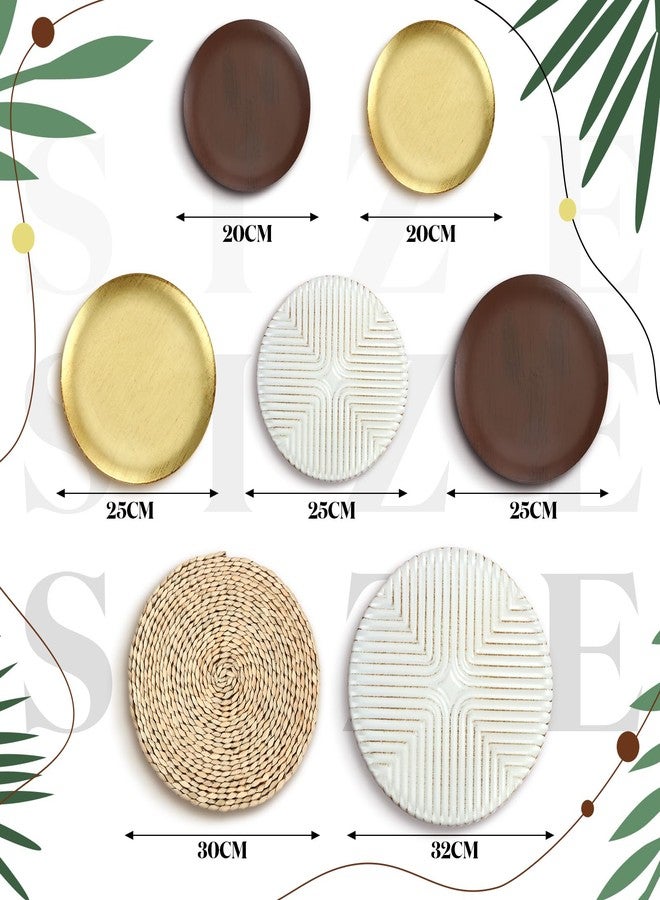 Yuntau 11 Pcs Boho Metal Wall Decor Rattan Golden Wall Art with Boho Basket Macrame Hanging Decor Rustic Farmhouse Artwork for Home Living Room Bedroom Office White Brown Decorations - Image 3